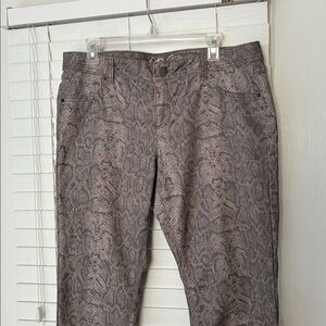 INC Jeans Pants Snakeskin Skinny Plus SZ 14 Gray Taupe Like New!